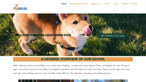 A screenshot of Grasslandshibainus.com