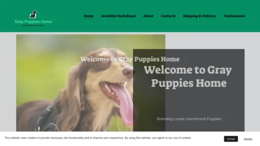A screenshot of Graypuppieshome.com
