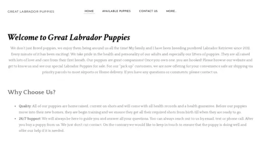 A screenshot of Greatlylabradorpuppies.com
