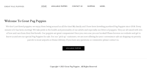 A screenshot of Greatpugpuppies.com