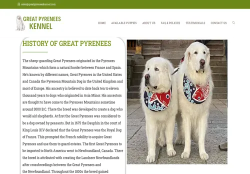 is greatpyreneeskennel.com legit? screenshot