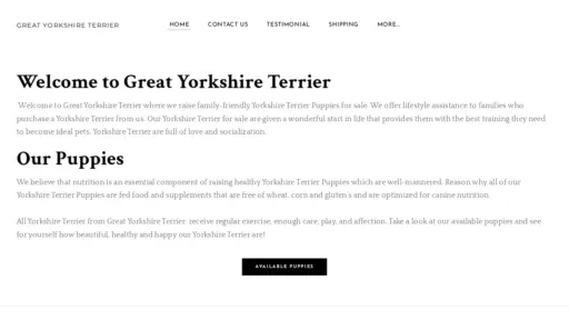 A screenshot of Greatyorkshireterrier.com