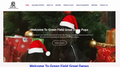 A screenshot of Greenfieldgreatdanes.com