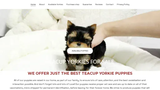 A screenshot of Greenhillyorkies.com