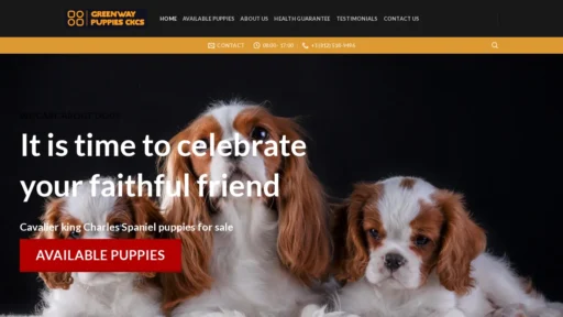 A screenshot of Greenwaypuppiesckcs.com