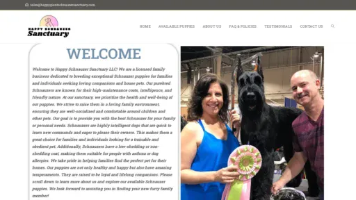 A screenshot of Happygiantschnauzersanctuary.com