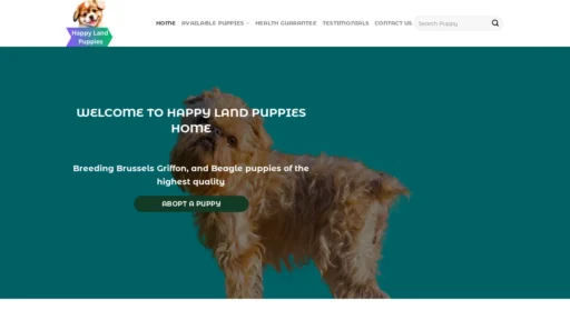 A screenshot of Happylandpuppies.com