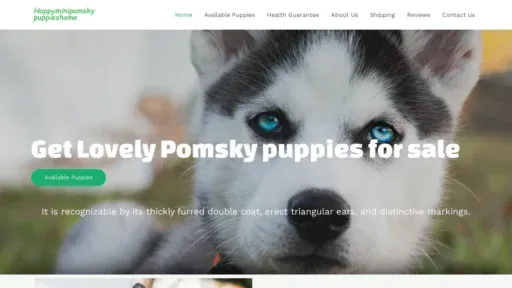 A screenshot of Happyminipomskypuppieshome.com