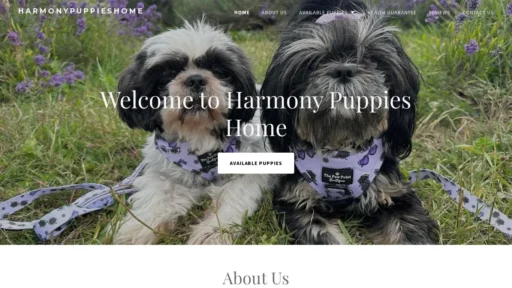 A screenshot of Harmonypuppieshome.com