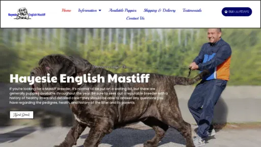 A screenshot of Hayesieenglishmastiff.com