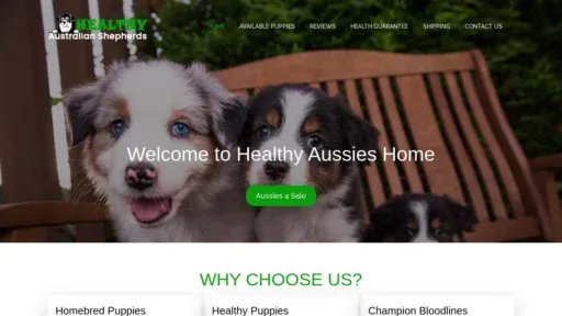 A screenshot of Healthyaussieshome.com