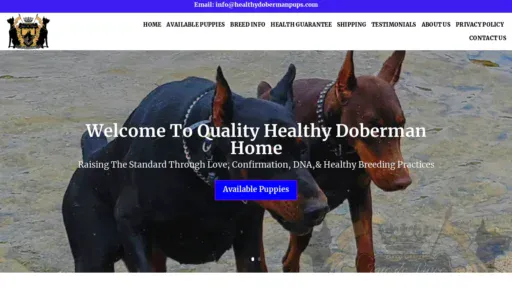 A screenshot of Healthydobermanpups.com