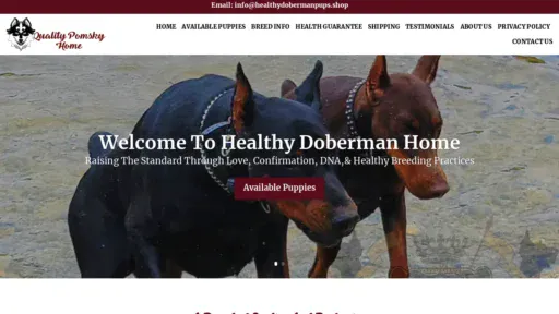 A screenshot of Healthydobermanpups.shop