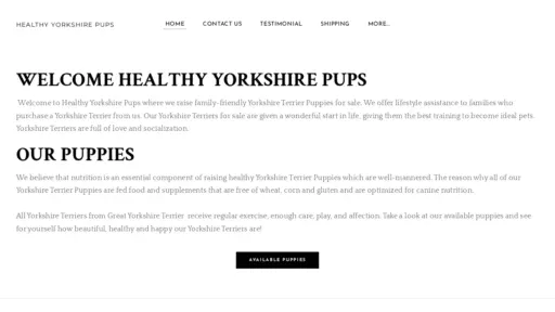 A screenshot of Healthyyorkshirepup.com