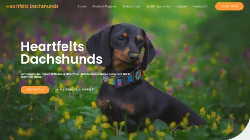 A screenshot of Heartfeltsdachshunds.com