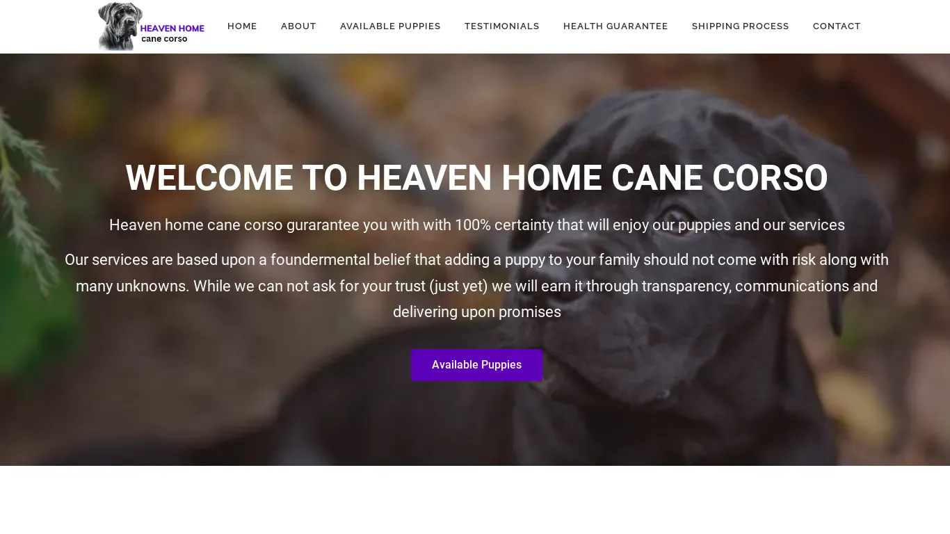 is heavenhomecanecorso.com legit? screenshot