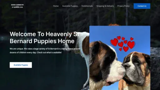 A screenshot of Heavenlystbernardpups.com