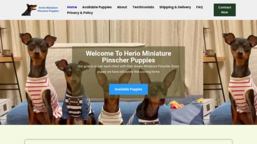 A screenshot of Heriominiaturepinscherpups.com