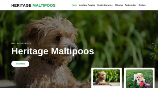 A screenshot of Heritagemaltipoos.com