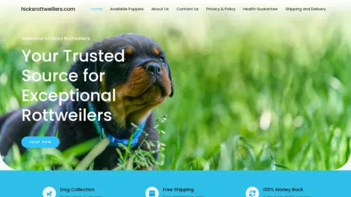 A screenshot of Hicksrottpuppies.com