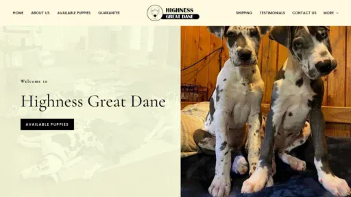 A screenshot of Highnessgreatdane.com