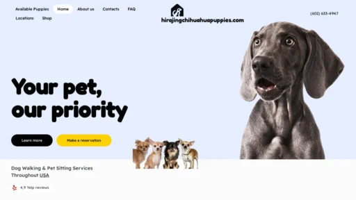 A screenshot of Hirajingchihuahuapuppies.com
