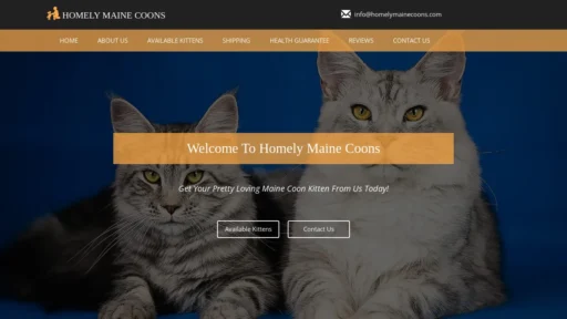 A screenshot of Homelymainecoons.com