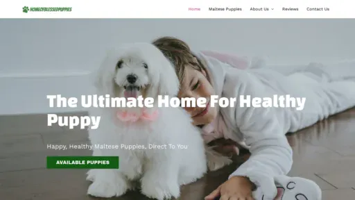 A screenshot of Homeofblessedpuppies.com