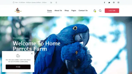 A screenshot of Homeparrotsfarm.com