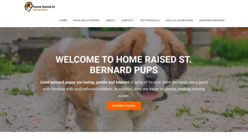 A screenshot of Homeraisedstbernardpups.com