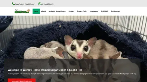 A screenshot of Hometrainexoticpets.com