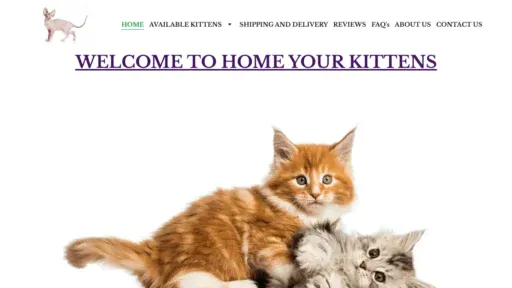 A screenshot of Homeyourkittens.com