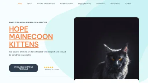 A screenshot of Hopemainecoonkittens.com