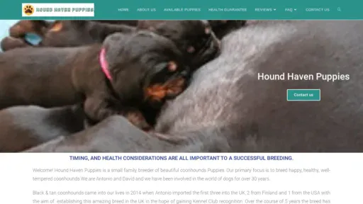 A screenshot of Houndhavenpuppies.com
