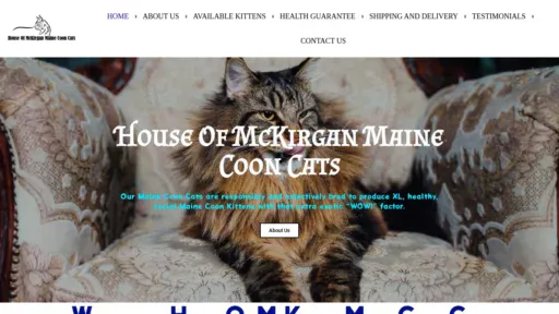 A screenshot of Houseofmckirganmainecooncat.com