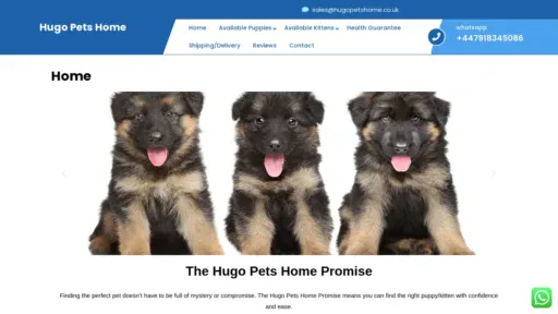 A screenshot of Hugopetshome.co.uk