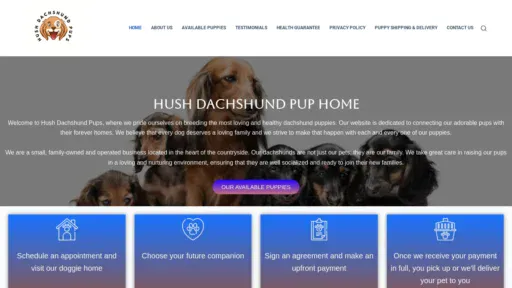 A screenshot of Hushdachshundspups.com