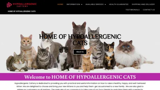 A screenshot of Hypoallergeniccattery.com