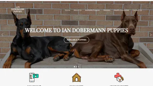 A screenshot of Iandobermannpuppies.com