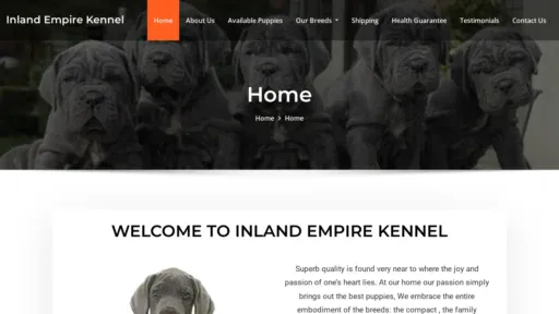 A screenshot of Inlandempirekennel.com