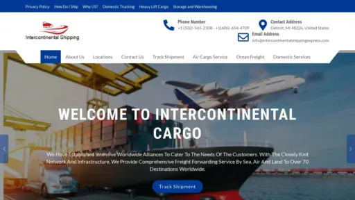 A screenshot of Intercontinentalshippingexpress.com