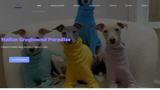 A screenshot of Italiangreyhoundparadise.com