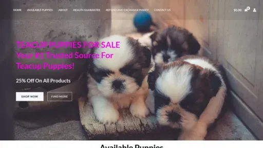 A screenshot of Jacksonsteacuppuppies.com