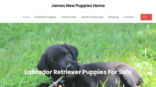 A screenshot of Jamesnewpuppieshome.com