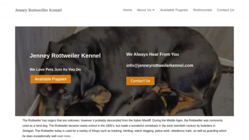 A screenshot of Jenneyrottweilerkennel.com