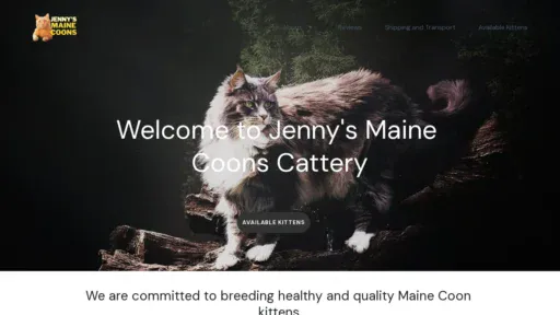 A screenshot of Jennysmainecoons.com