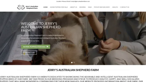 A screenshot of Jerryaussiefarm.com