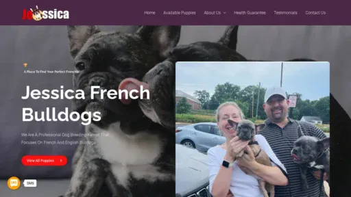 A screenshot of Jessicafrenchiebulldog.com