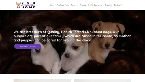 A screenshot of Jnbchihuahuahome.com