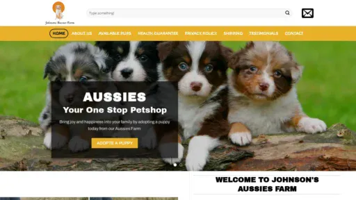 A screenshot of Johnsonsaussiesfarm.com